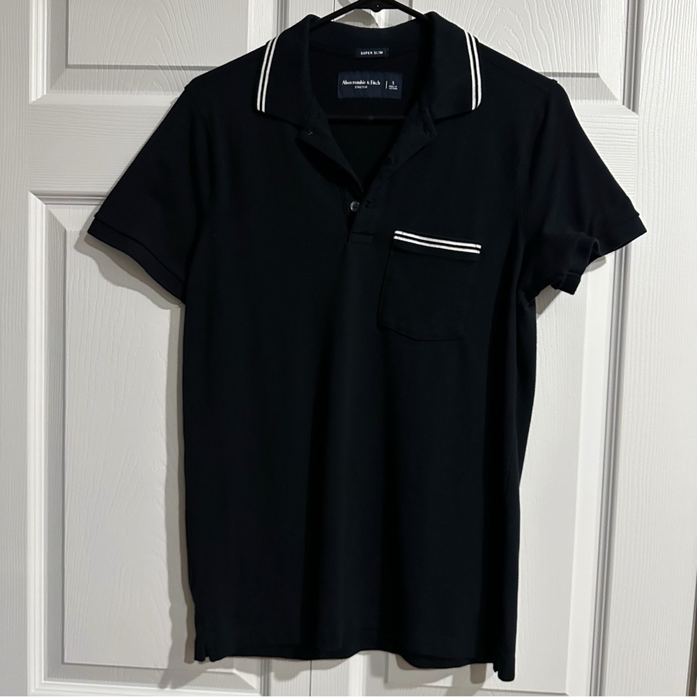 Abercrombie & fitch men black polo shirt summer style casual